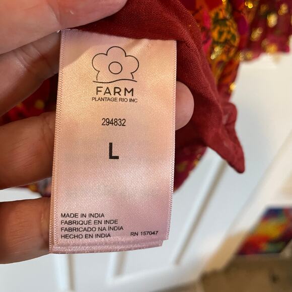 FARM Rio Banana Flowers dress size Large *missing beaded tie* - Picture 8 of 16